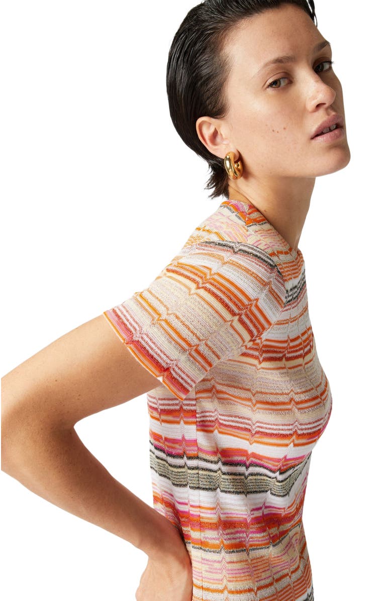 Missoni Short-sleeved Mini-dress With Greek Zig Zag Lamé, Alternate, color, Multicoloured