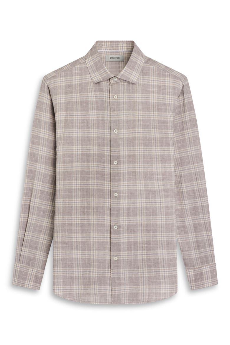 Axel Plaid Cotton & Wool Button Up Shirt, Alternate, color, COBBLESTONE