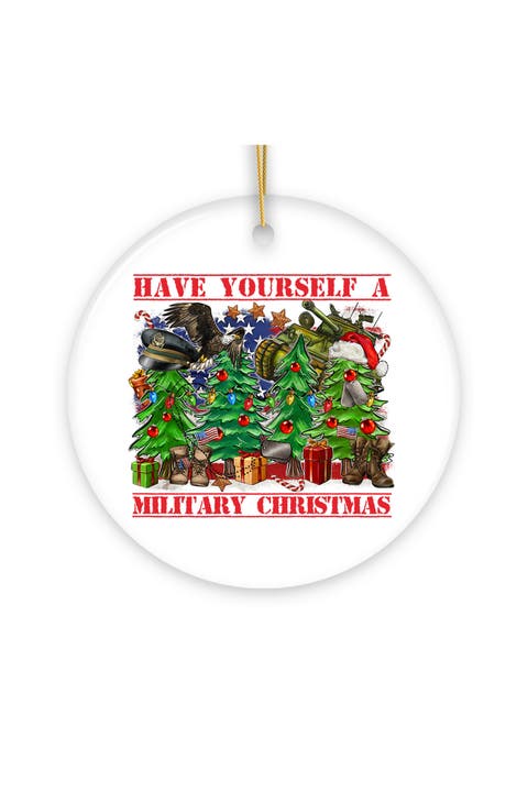 Military Christmas Trees Patriotic Ceramic Ornament