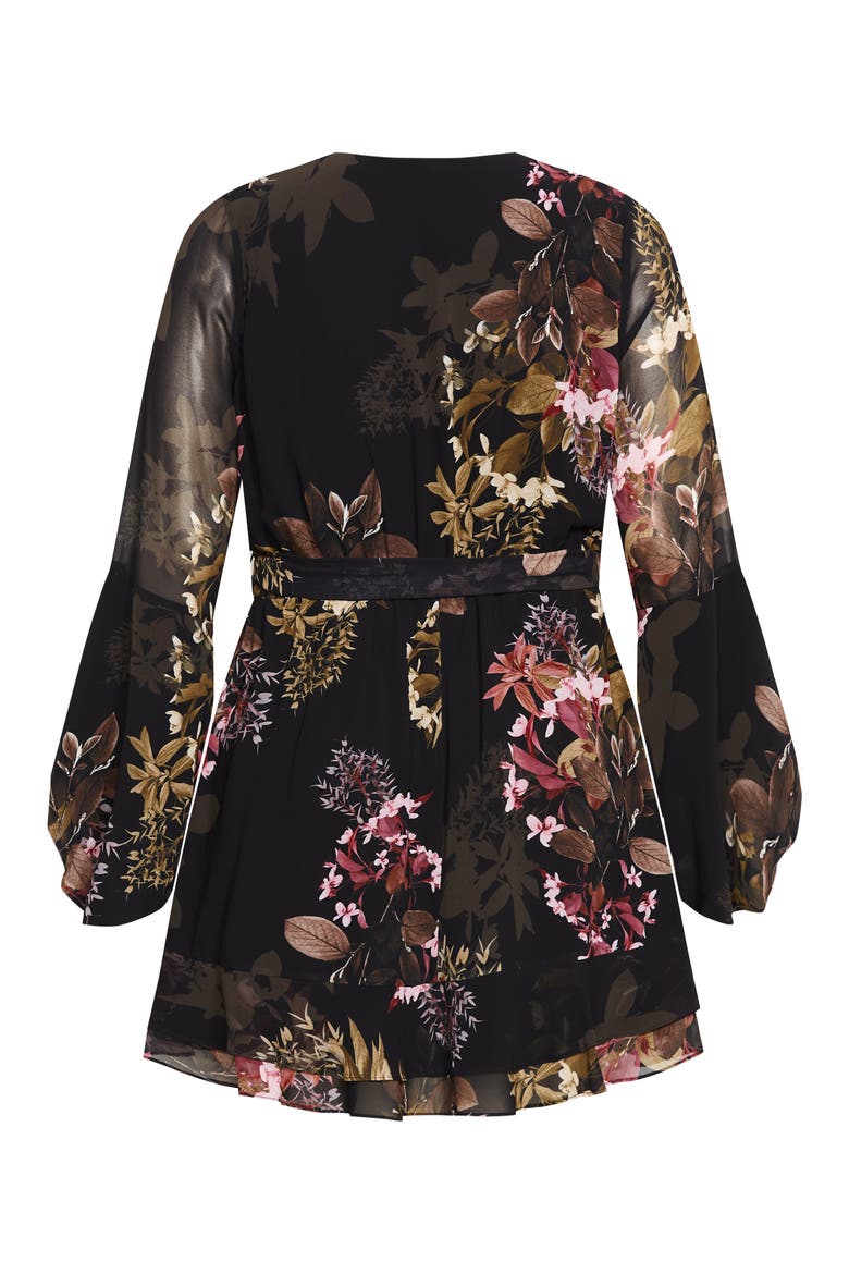 Malaga Floral Print Long Sleeve Faux Wrap Dress, Alternate, color, MALAGA FL