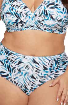 Artesands Ze Blue Mondrian High Waist Reversible Bikini Bottoms