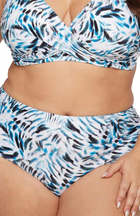 Artesands Ze Blue Mondrian High Waist Reversible Bikini Bottoms