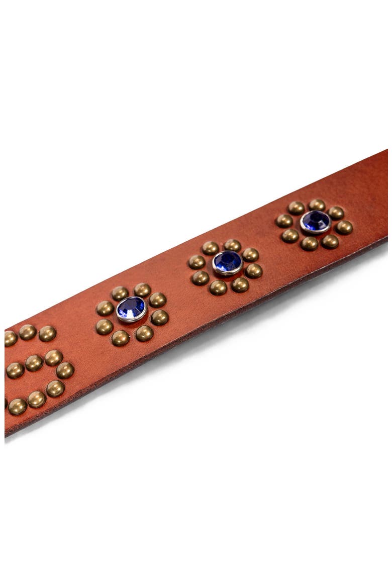 Stud Leather Belt, Alternate, color, BROWN