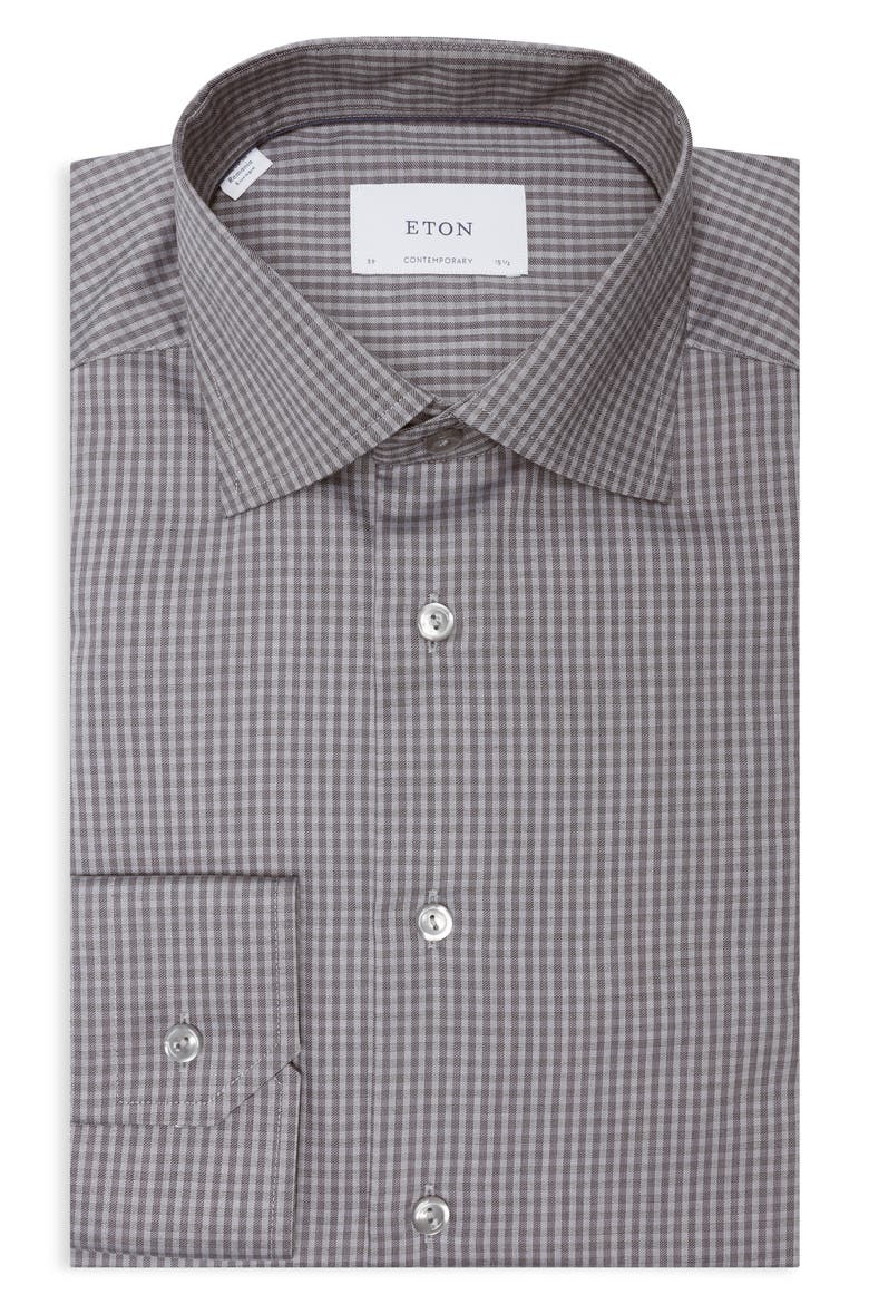 Contemporary Fit Check Twill Shirt, Main, color, DARK GREY