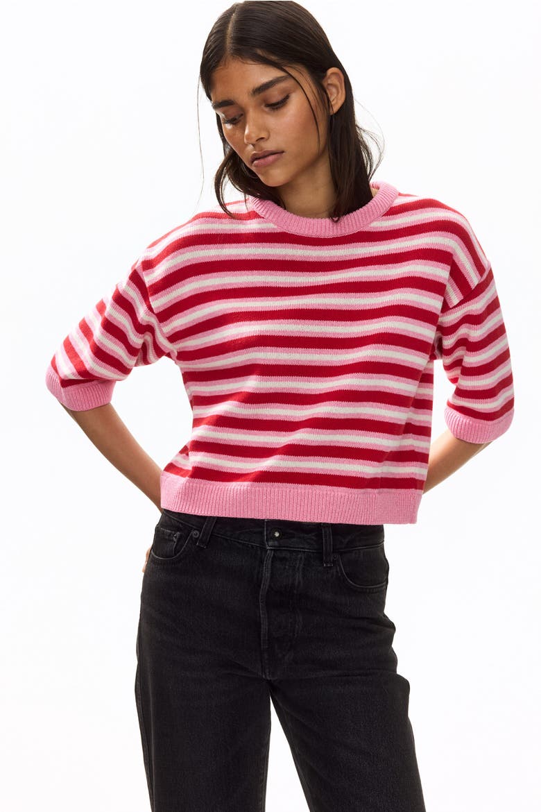 Knit T-shirt, Alternate, color, Pink/striped