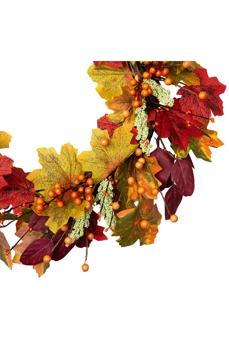 Northlight Leaves and Berries Artificial Fall Harvest Wreath - 20", Alternate, color, 