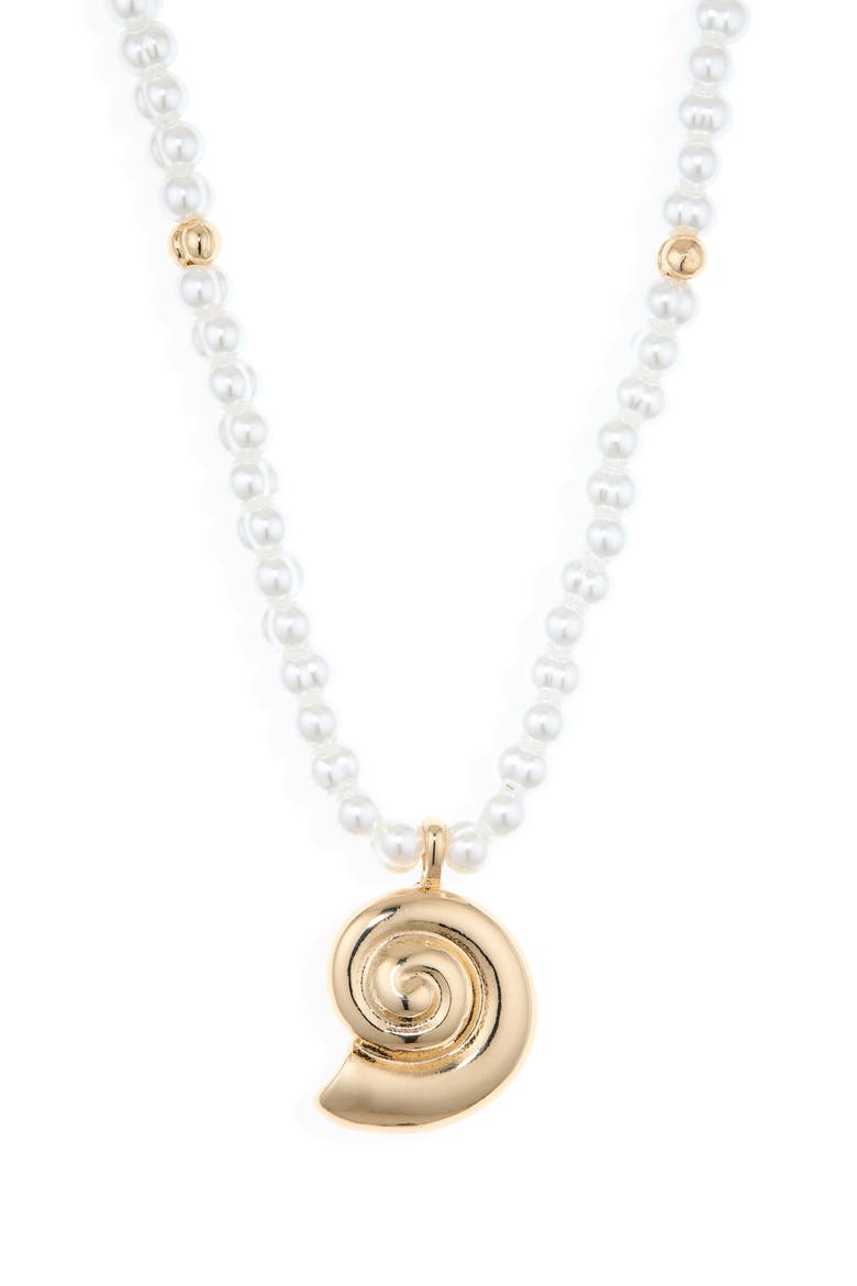 Shell Pendant Necklace, Main, color, WHITE- GOLD