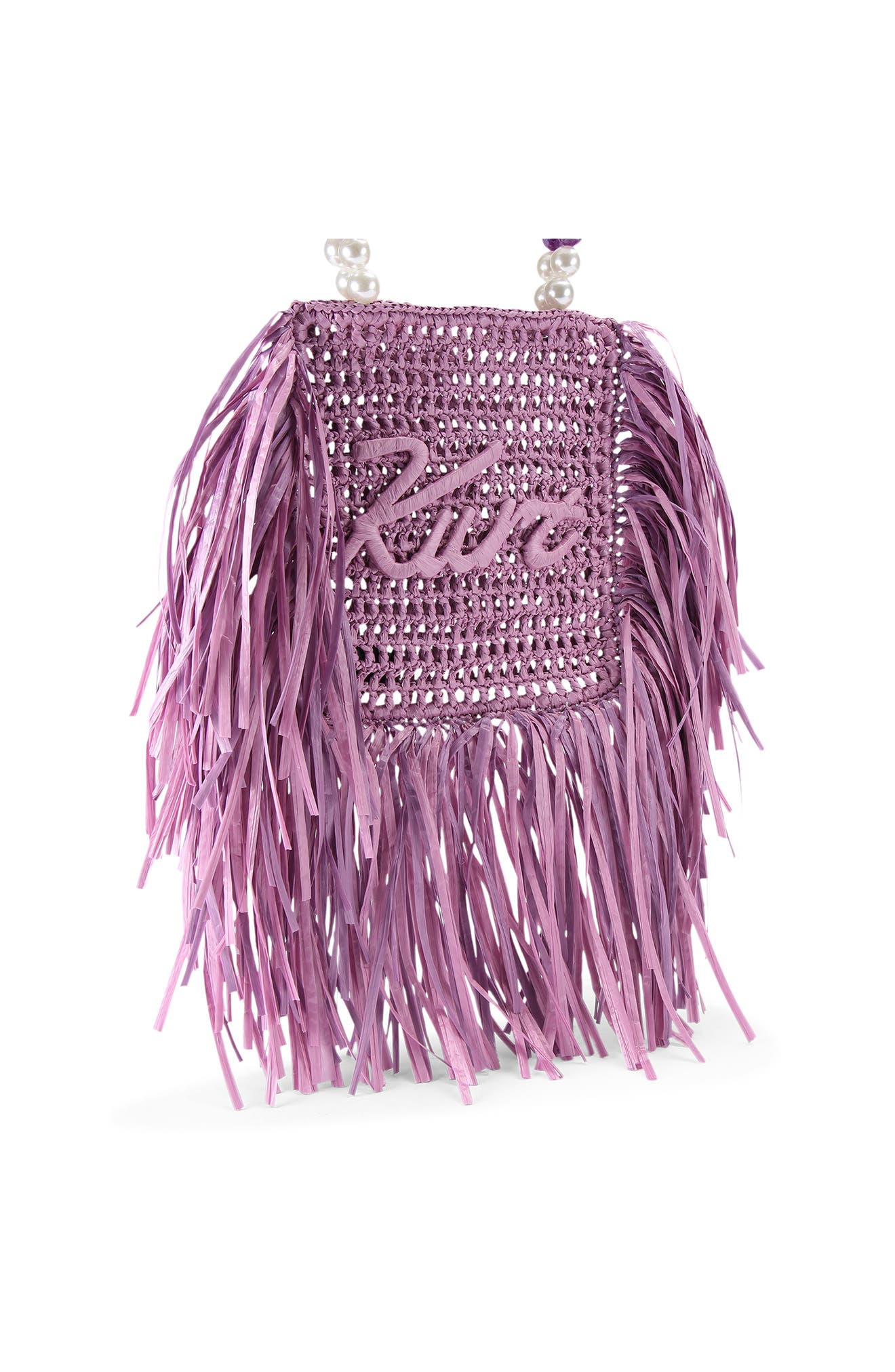 Kurt Geiger London Mini Raffia Fringe Tote, Alternate, color, Light/ Pastel Purple