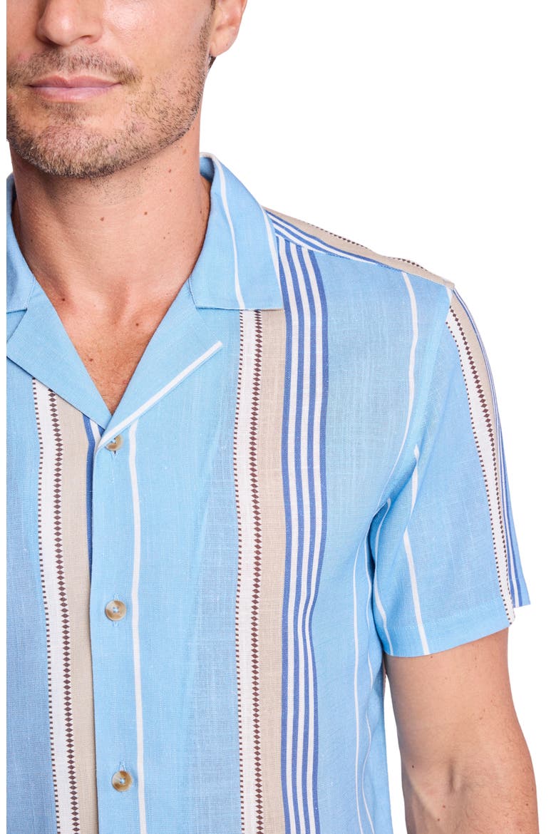 Stripe Linen Blend Camp Shirt, Alternate, color, SAND & SKY STRIPE