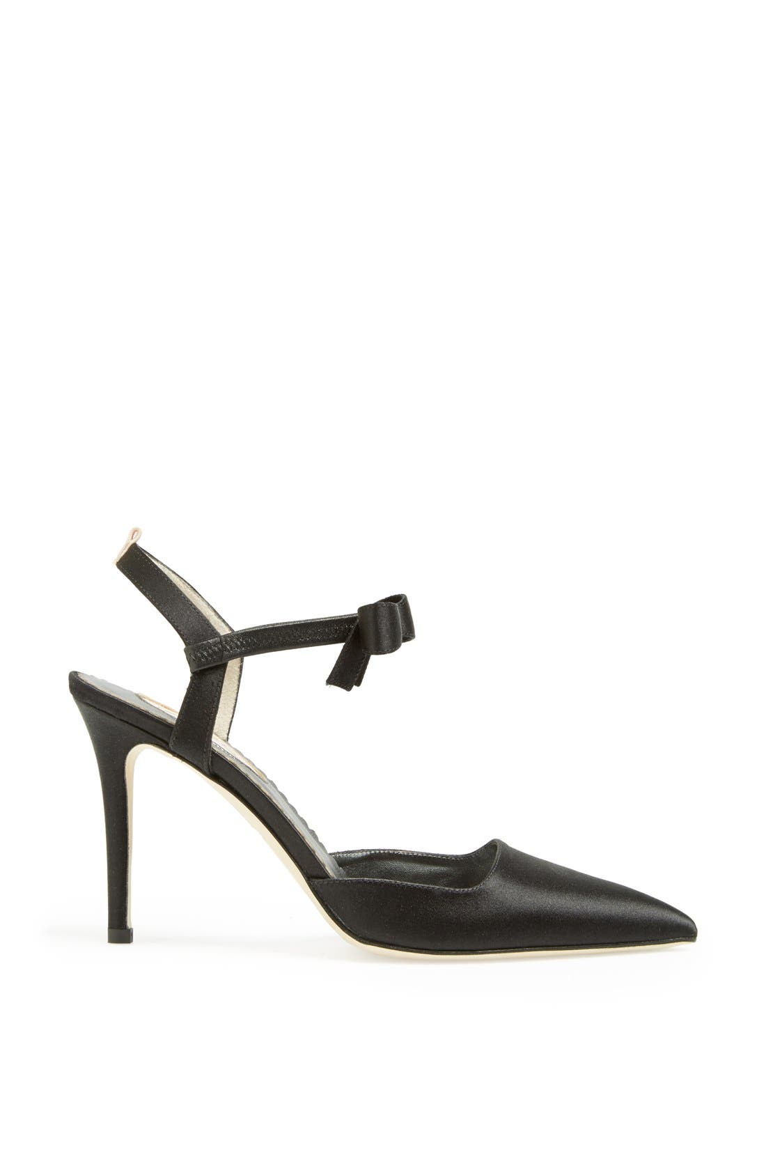 SJP 'Pola' Pointy Toe Pump, Alternate, color, BLACK SATIN
