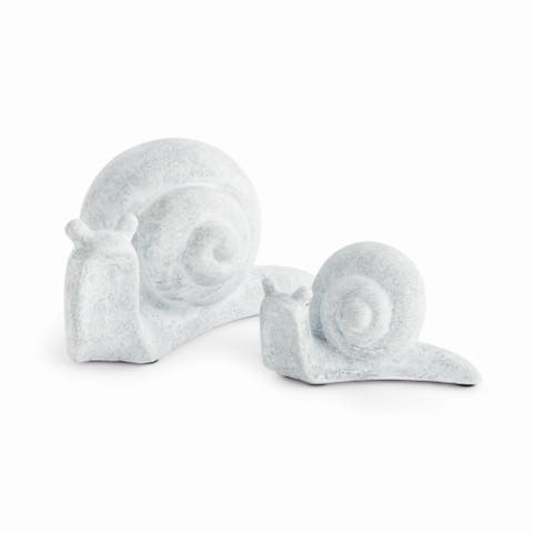Serene White Concrete Snails Set of 2