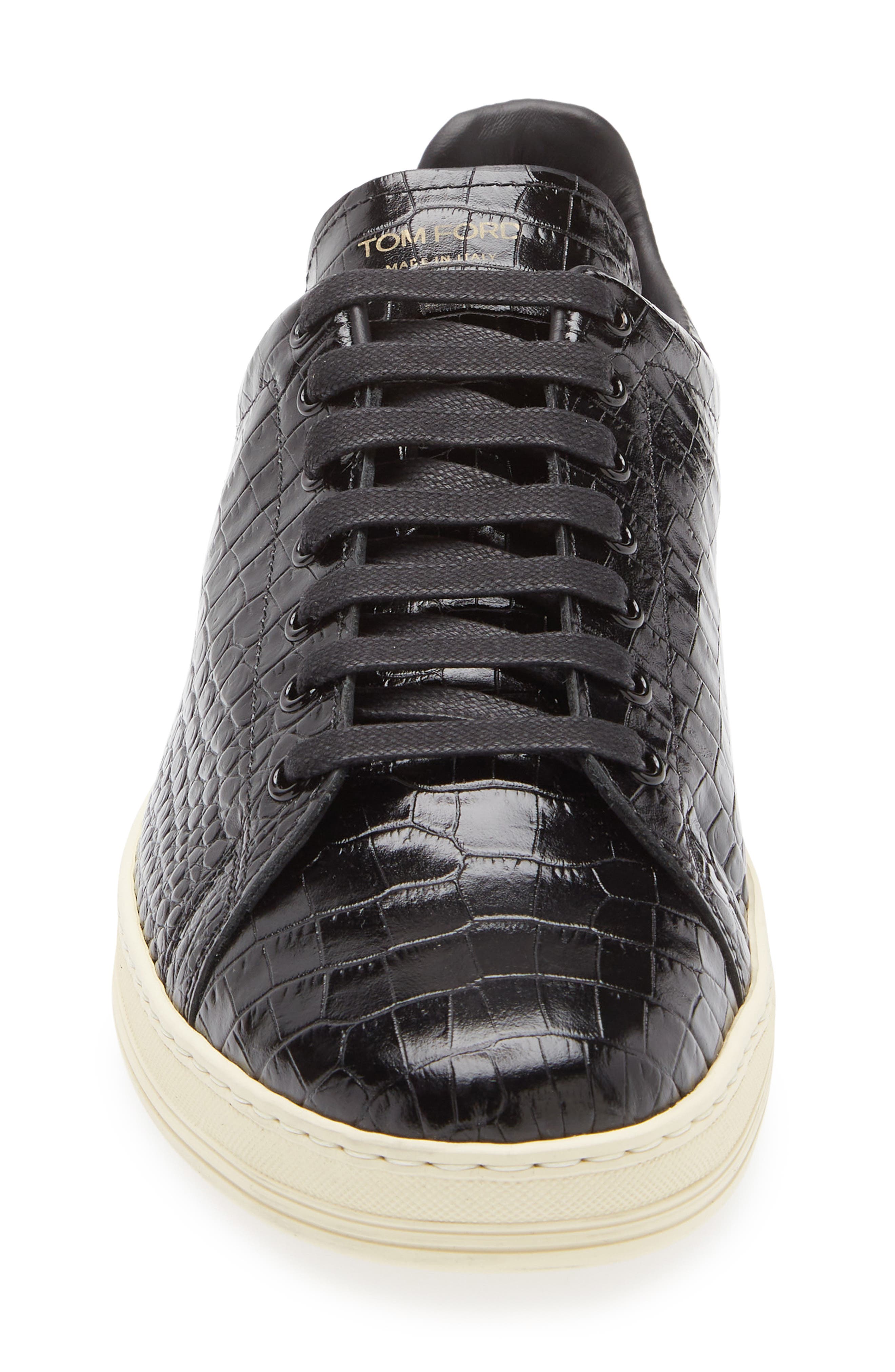 TOM FORD Croc Embossed Low Top Sneaker, Alternate, color, 3Nw02 Black/ Cream