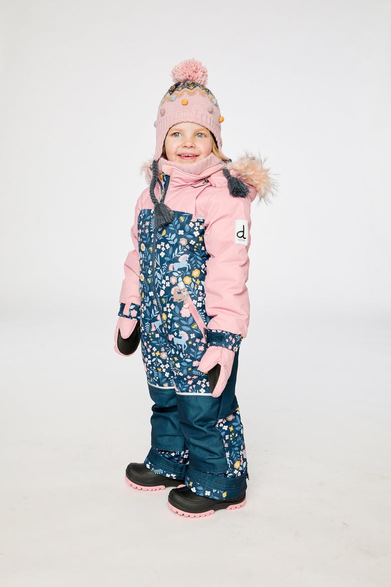 Discover Unicorn Detachable Hood One Piece Snowsuit, Alternate, color, Blue and Pink Unicorn Print