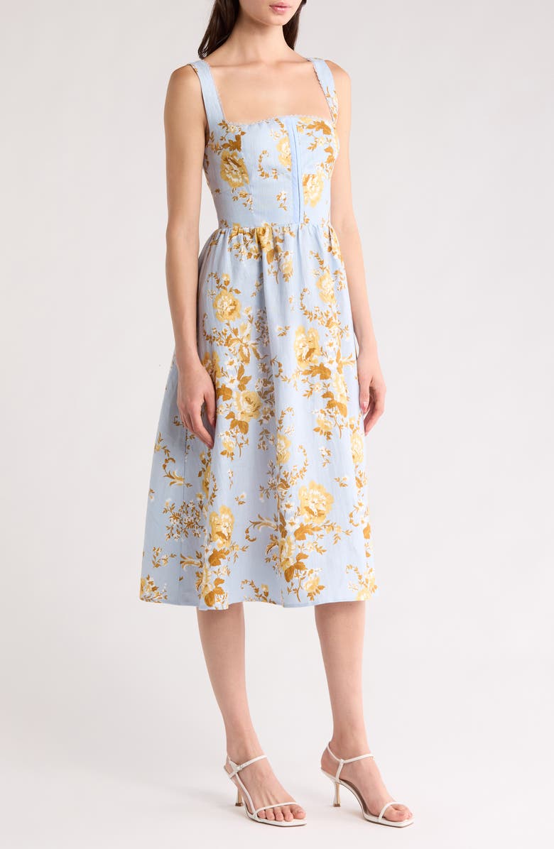 Tagliatelle Floral Linen Midi Sundress