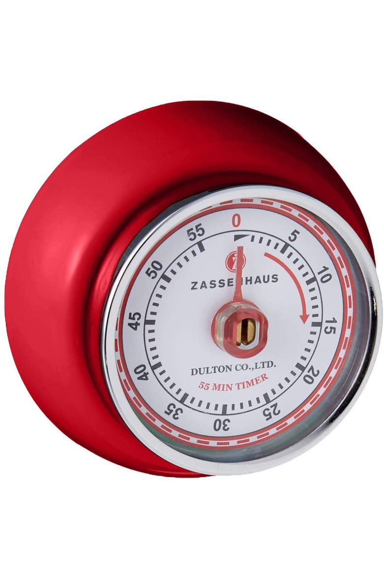 Magnetic Retro 60 Minute Kitchen Timer, 2.75-Inch, Alternate, color, Red