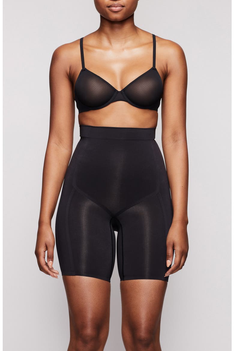 High Waist Bonded Shorts, Alternate, color, ONYX