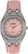 Peugeot Hexagonal Crystal Bezel Leather Watch- 37MM