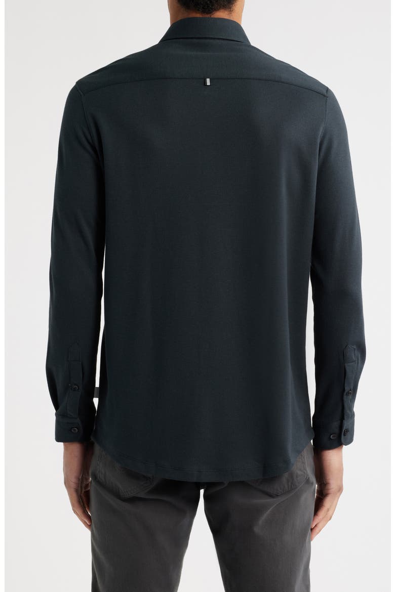 Solid Performance Piqué Button-Up Shirt, Alternate, color, BLACK