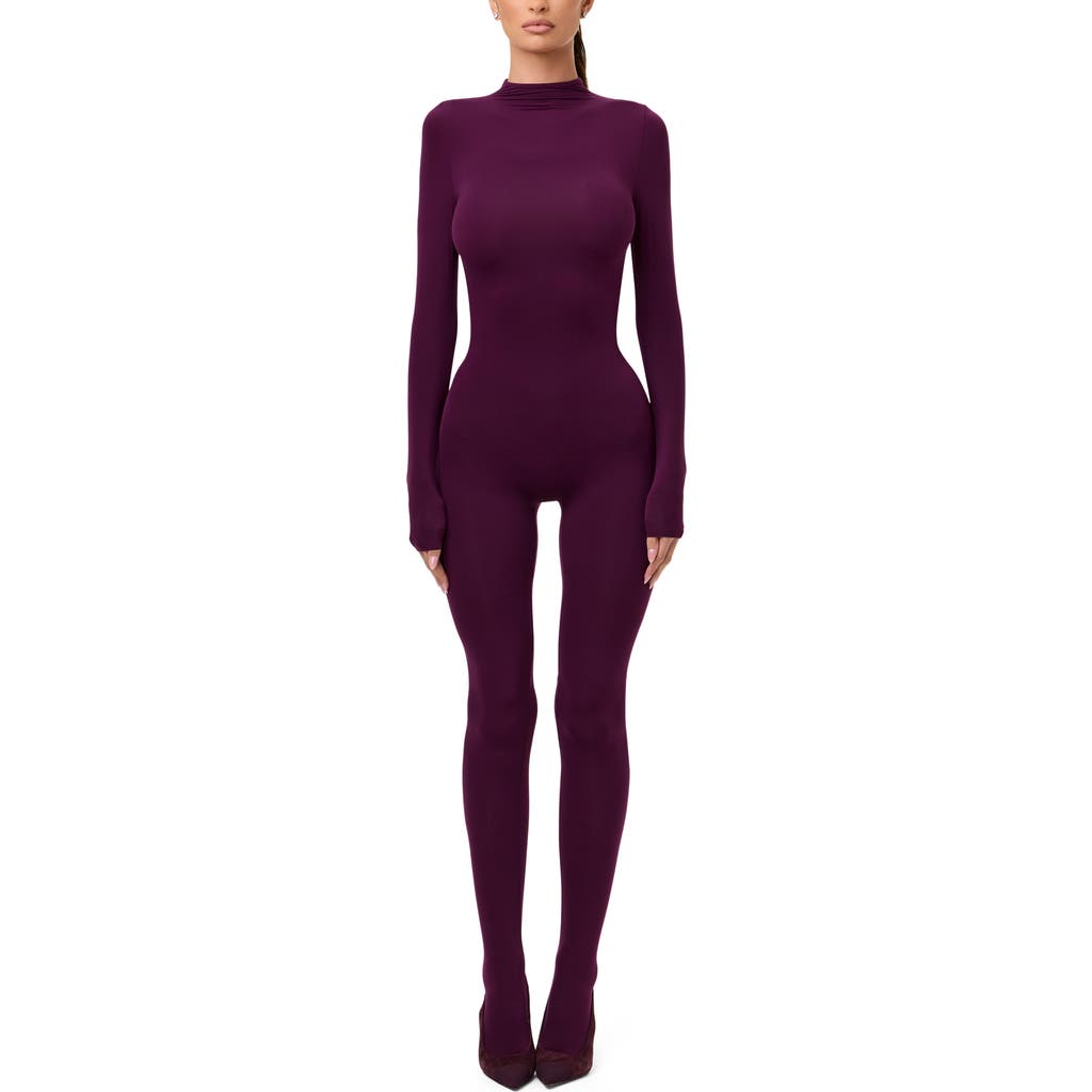 Naked Wardrobe Long Sleeve Closed Toe Jumpsuit In Purple