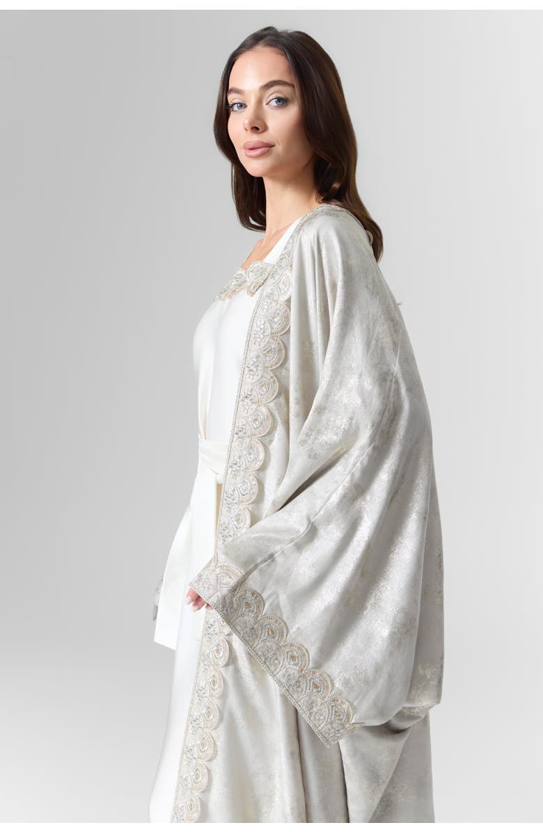 Le Fafo Luna Metallic Silk Abaya Set, Alternate, color, 