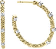 LAGOS Superfine Signature Caviar Diamond Hoop Earrings