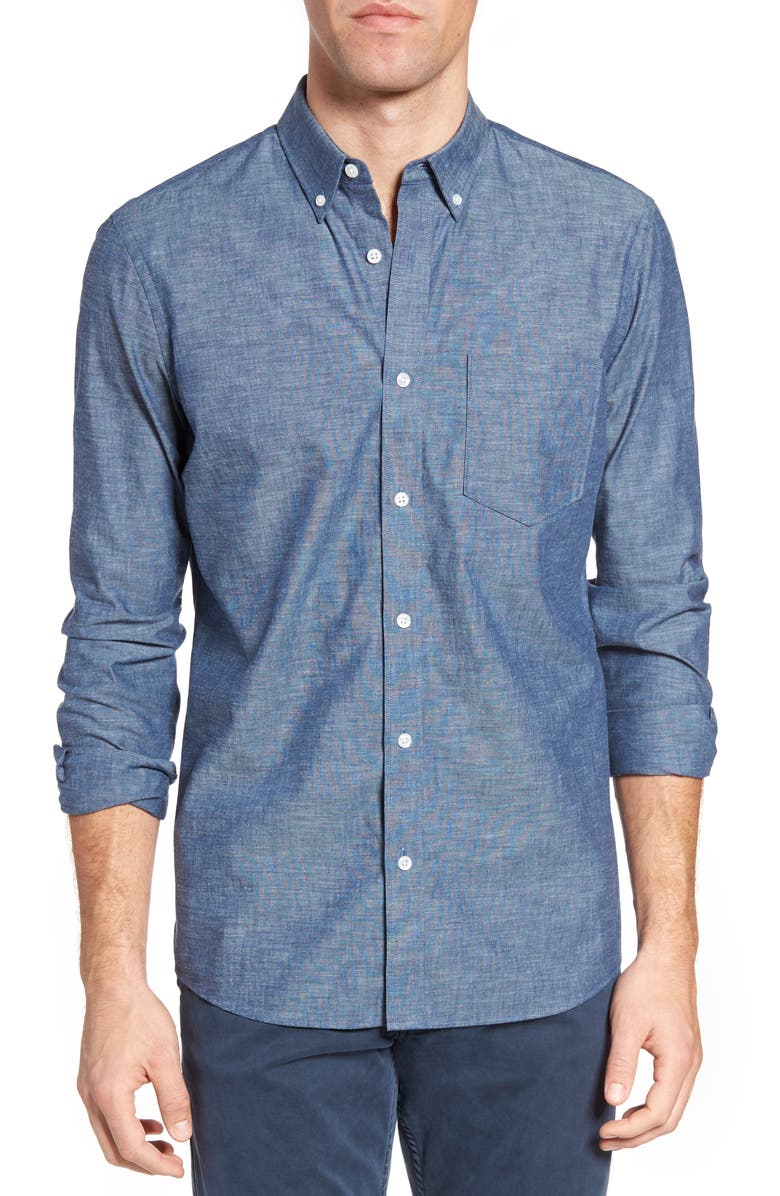 NORDSTROM MEN'S SHOP Slim Fit Chambray Sport Shirt, Main, color, 