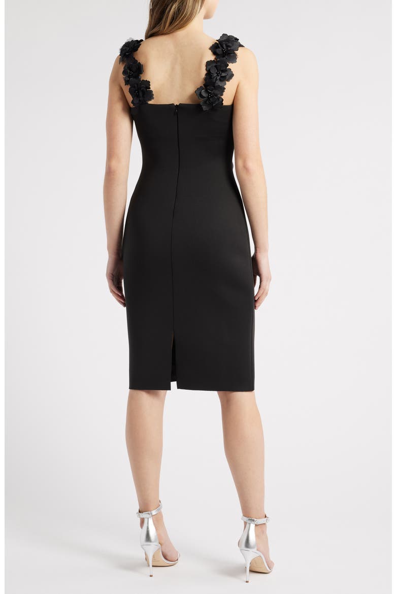 Flower Embellished Scoop Neck Minidress, Alternate, color, BLACK