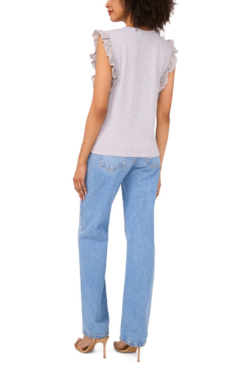 Two by Vince Camuto Ruffle Eyelet Tank Top, Alternate, color, Light Heather Grey