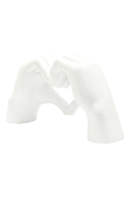 Kinetic Heart Sign Hands Sculpture In White