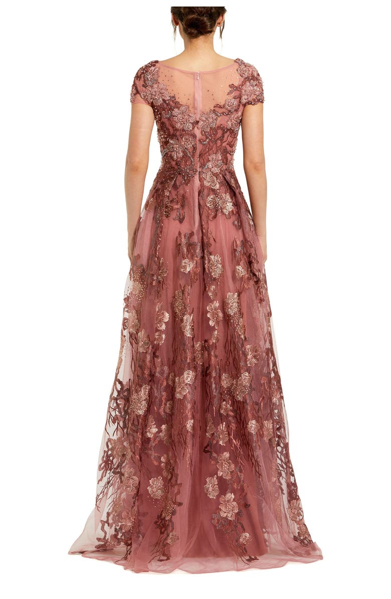 Mac Duggal Floral Embroidered Cap Sleeve Evening Gown, Alternate, color, Cinnamon