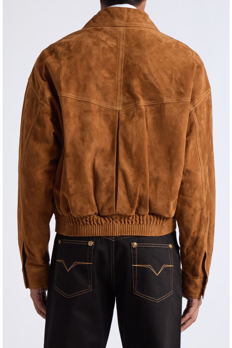 Suede Blouson Leather Jacket, Alternate, color, BROWN
