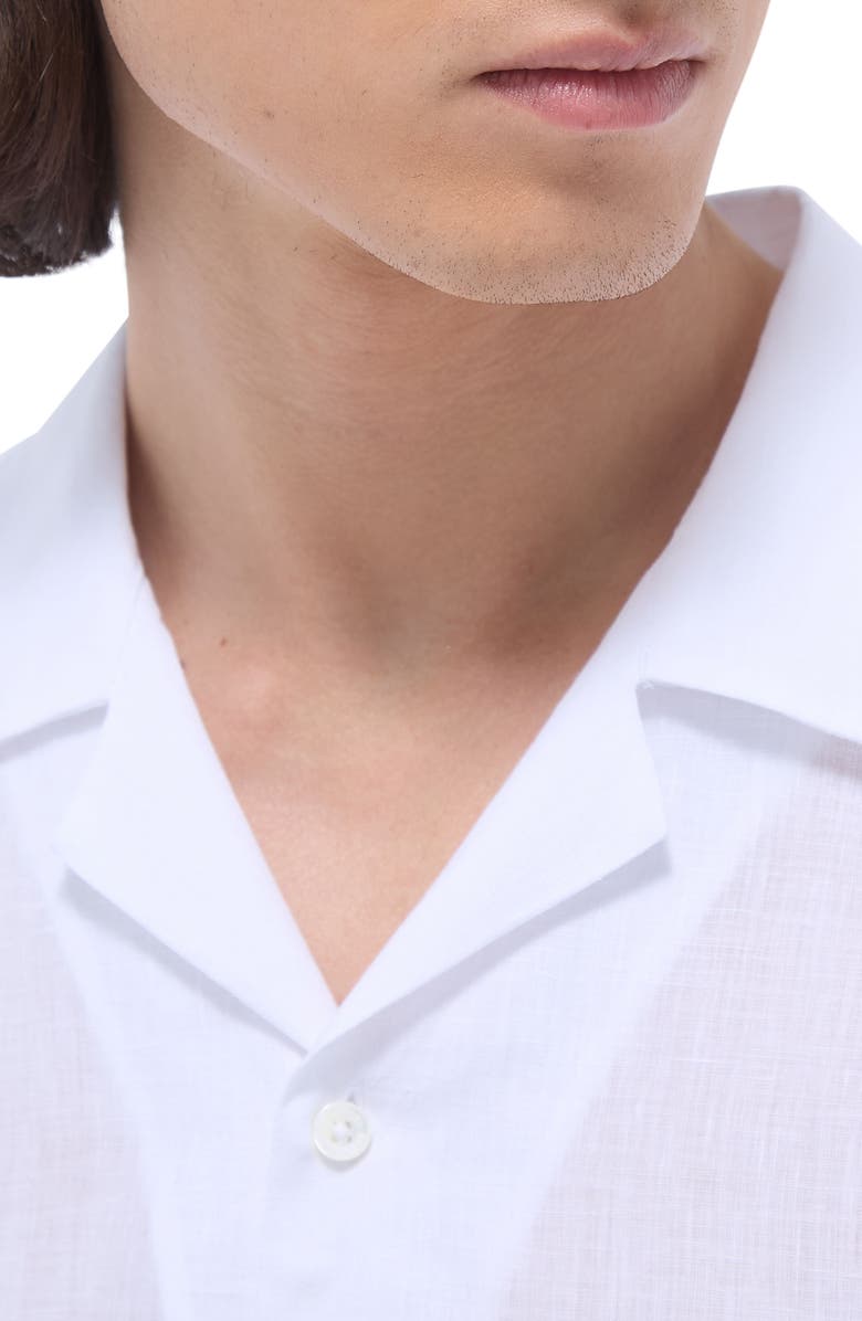 Bugatchi Linen Camp Shirt, Alternate, color, White