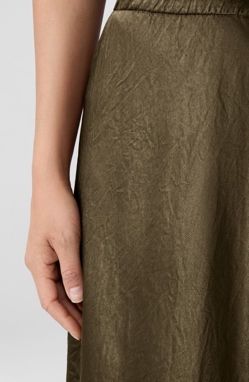 Eileen Fisher Crinkle Satin Bias Skirt In Green