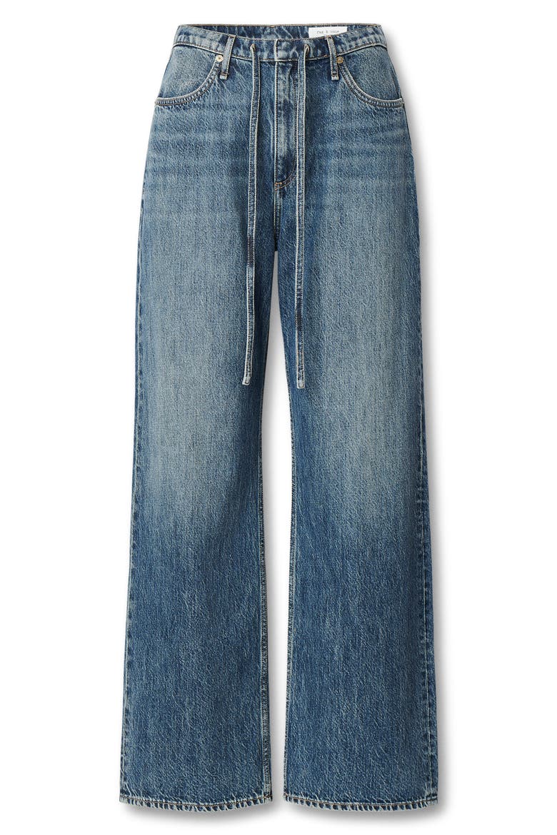 Phoebe Drawstring Waist Wide Leg Jeans, Alternate, color, DELCAN