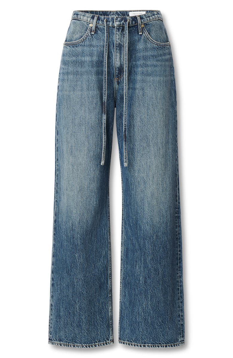 rag & bone Phoebe Drawstring Waist Wide Leg Jeans, Alternate, color, Delcan