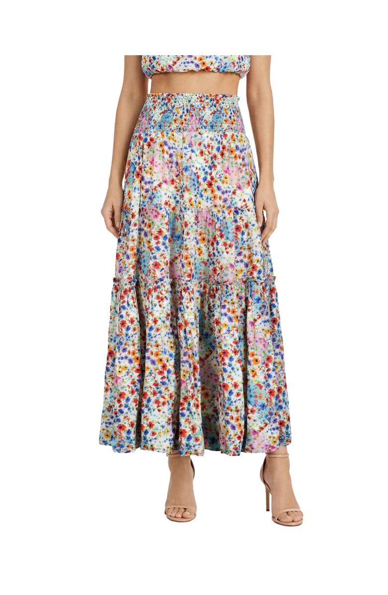 Change of Scenery Charlie Printed Smock Waist Slit Skirt, Main, color, Wildflower Patch