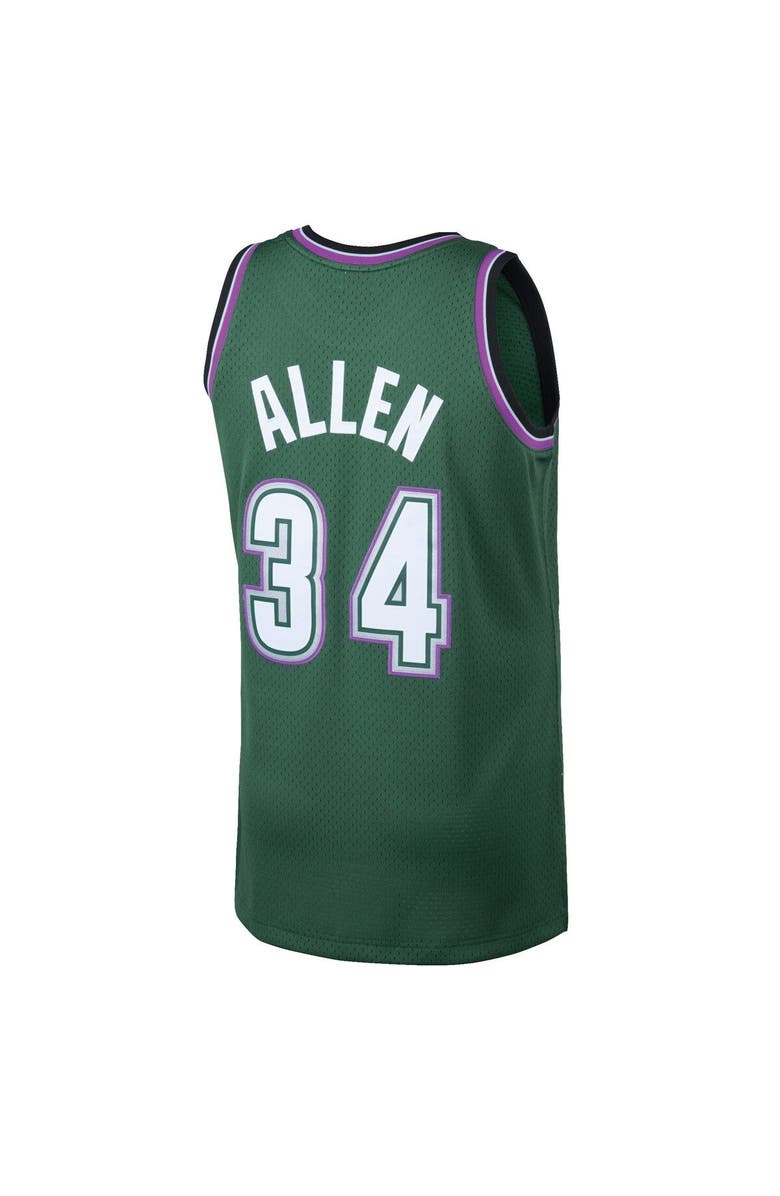 Mitchell & Ness Men's Mitchell & Ness Ray Allen Kelly Green Milwaukee Bucks 1996/97 Hardwood Classics Swingman Jersey, Alternate, color, Kelly Green