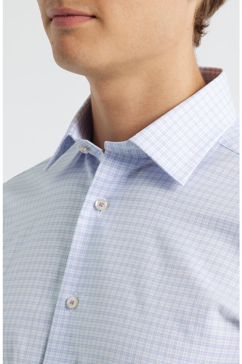 Trim Fit Twill Check Dress Shirt, Alternate, color, SKY/BERRY
