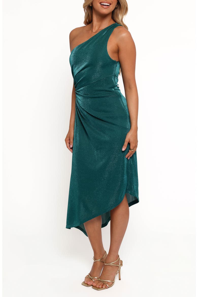 Emma One-Shoulder Ruched Asymmetric Dress, Alternate, color, TEAL