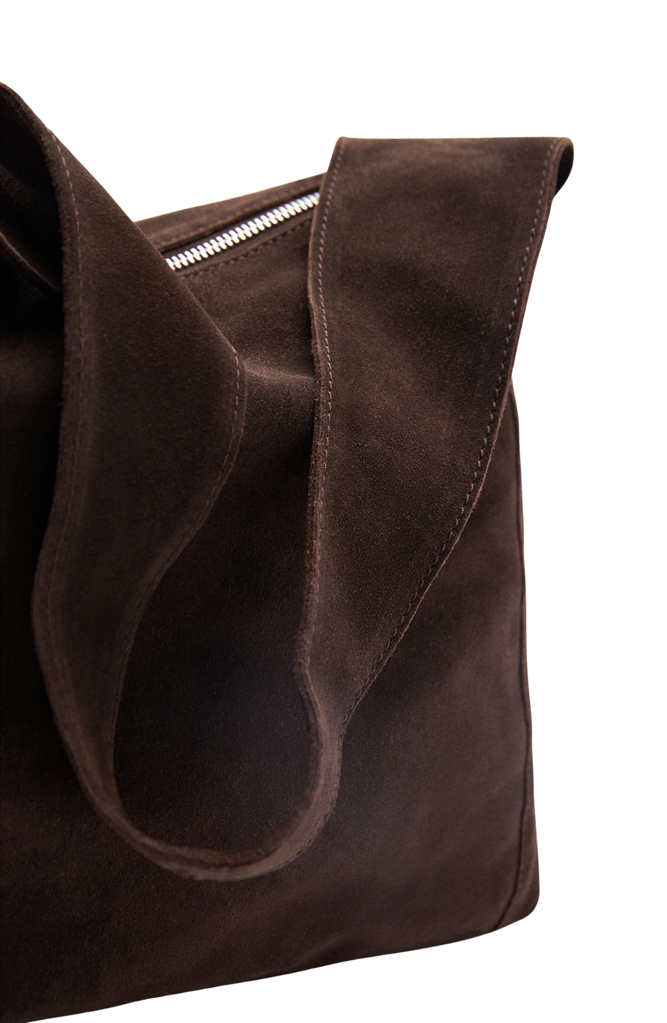 Suede Shopper Bag, Alternate, color, CHOCOLATE