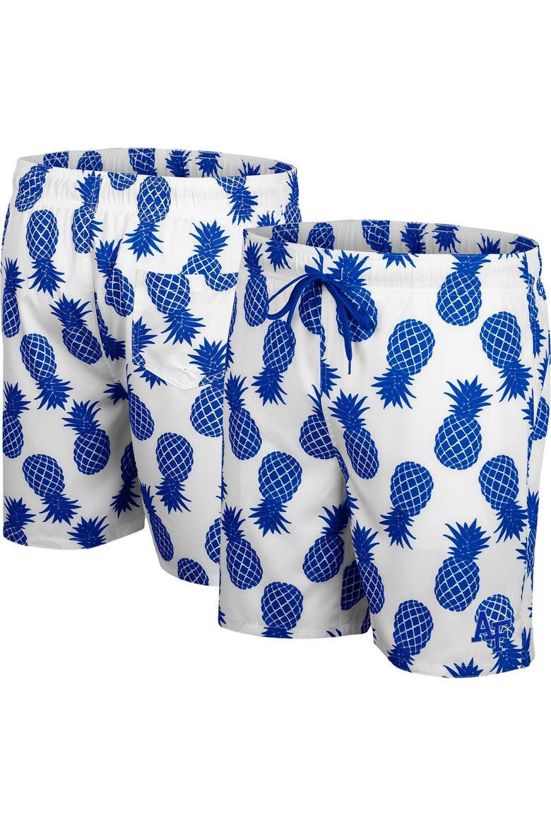 Men's Colosseum White Air Force Falcons Pineapples Swim Shorts, Main, color, White