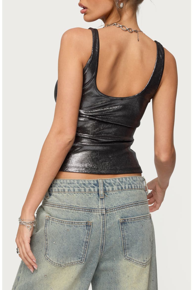 Laidie Metallic Crop Tank, Alternate, color, DARK-GRAY