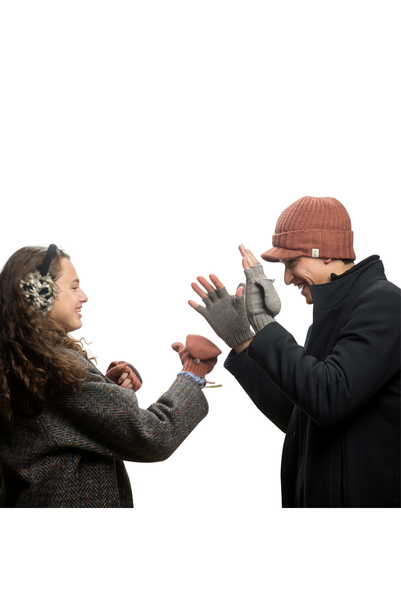 Nirvanna Designs Bryant Fingerless Gloves w/ Flap, Alternate, color, Linen