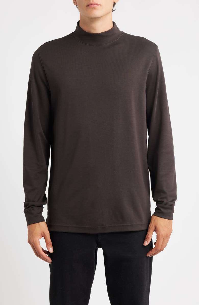 Scott Barber Pima Cotton Interlock Mock Neck Top, Main, color, Dark Chocolate