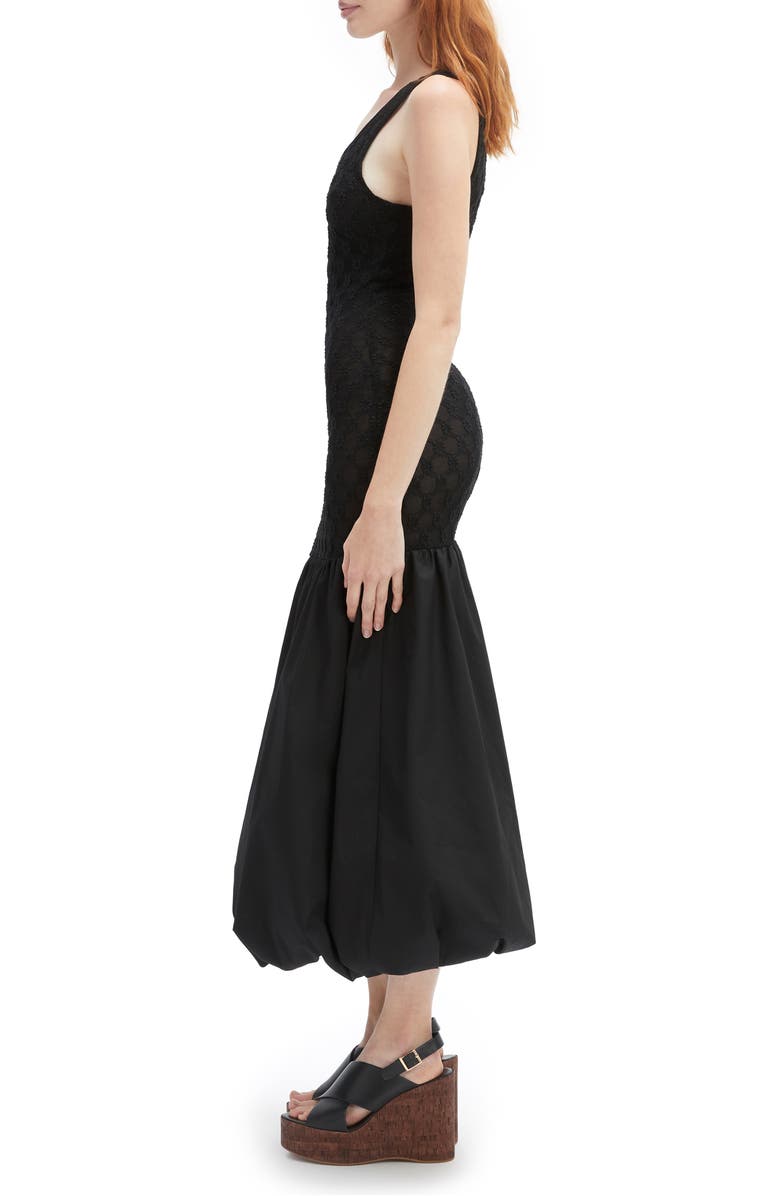 Bardot Melody Lace Poplin Trumpet Dress, Alternate, color, Black