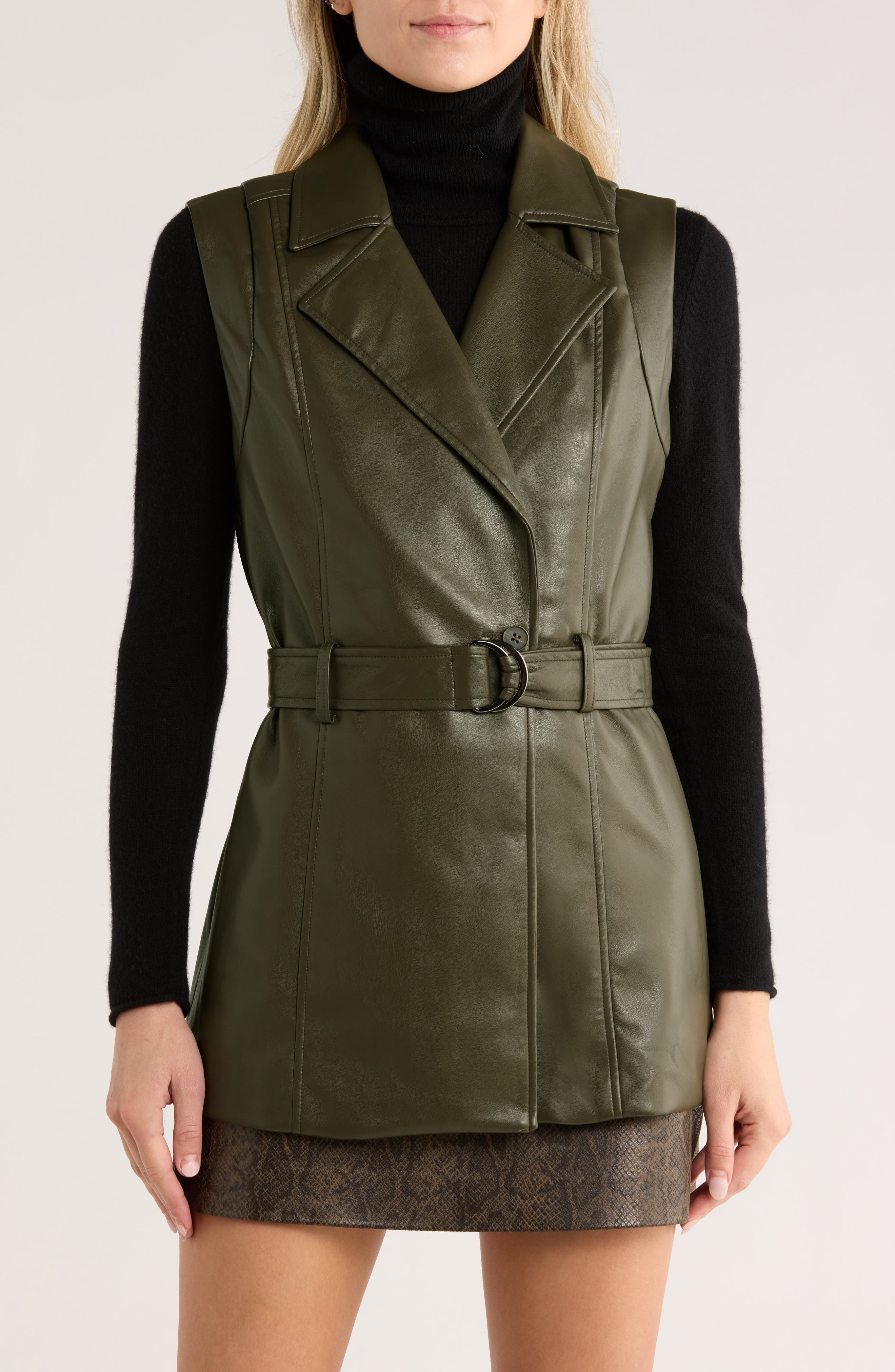 JASON WU Notch Collar Faux Leather Vest