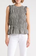 Vince Camuto Shirred Gingham Tank