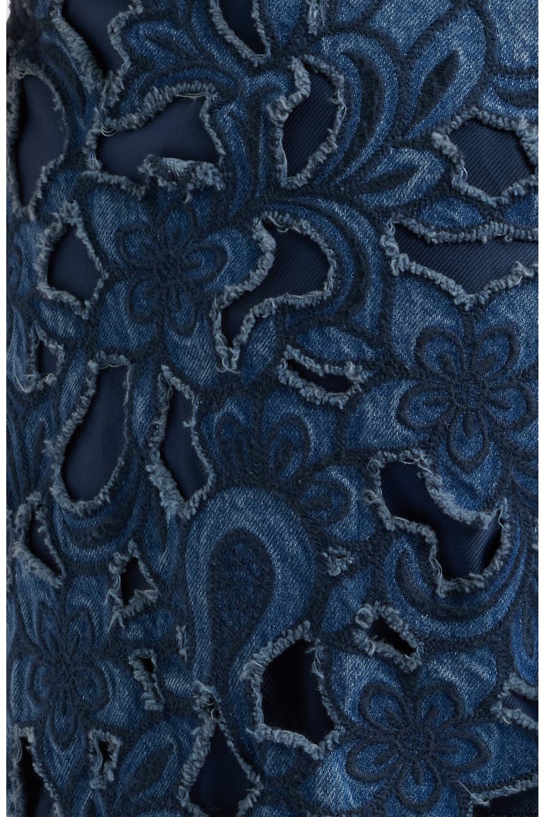 Logan Floral Cutout Mid Rise Wide Leg Jeans, Alternate, color, HYACN