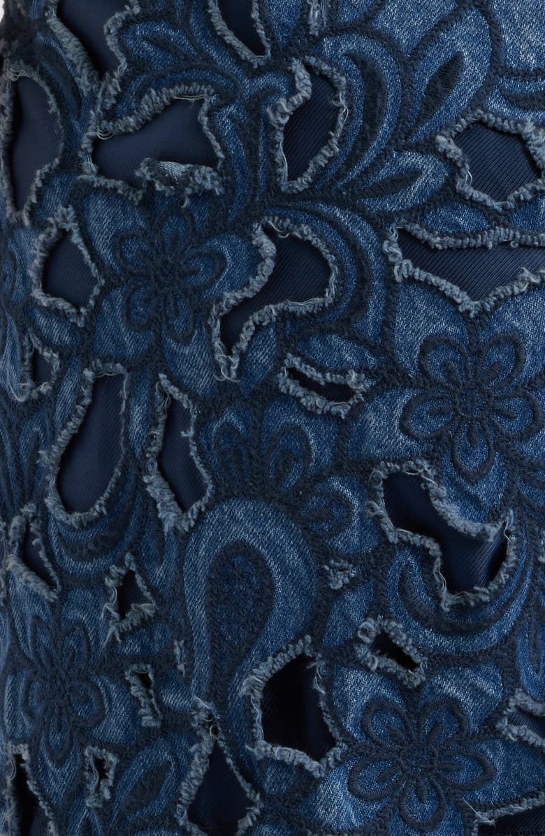 rag & bone Logan Floral Cutout Mid Rise Wide Leg Jeans, Alternate, color, Hyacn