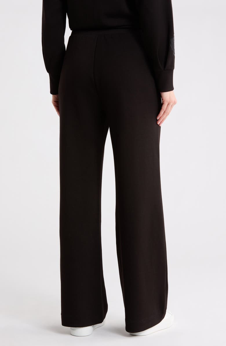 T Tahari Rose Embroidered Scuba Knit Pants, Alternate, color, Black